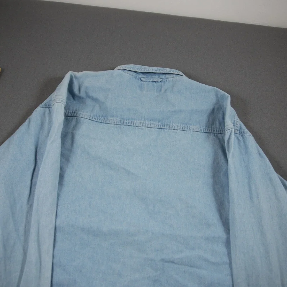 Alaska Wildlife Shamry Denim Embroidered Denim Men L Shirt Vintage Cabin Nature